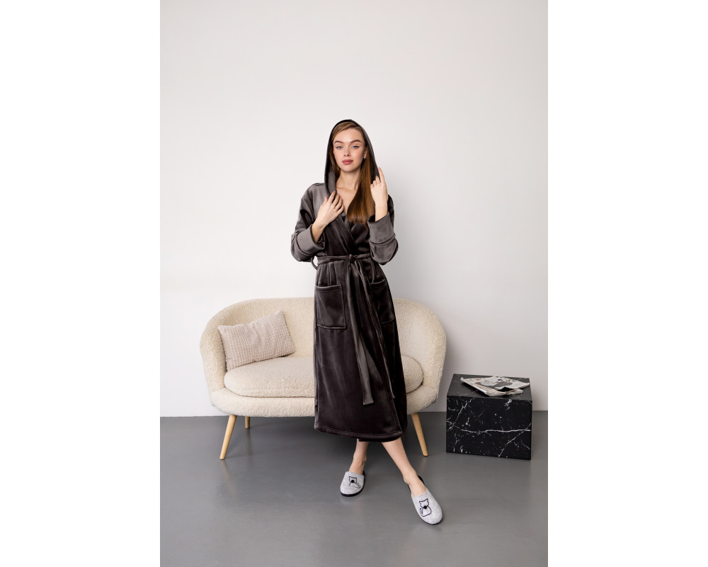 Жіночий халат преміум якості колір шоколад