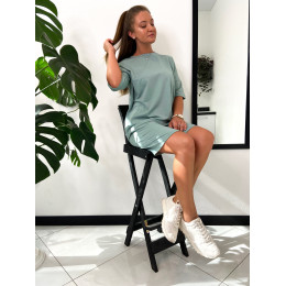 Оверсайз костюм: футболка та шорти | Фісташковий