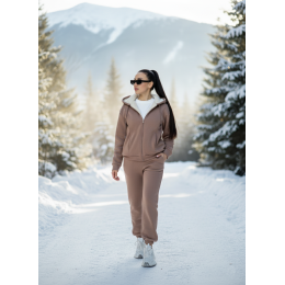 Женский теплый костюм с мехом на кофте мокко. Женский теплый костюм с мехом на кофте мокко.