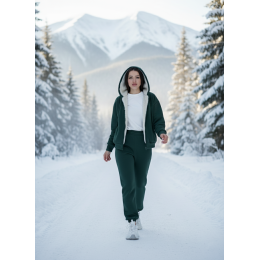 Женский теплый костюм с мехом на кофте зеленый. Женский теплый костюм с мехом на кофте зеленый.