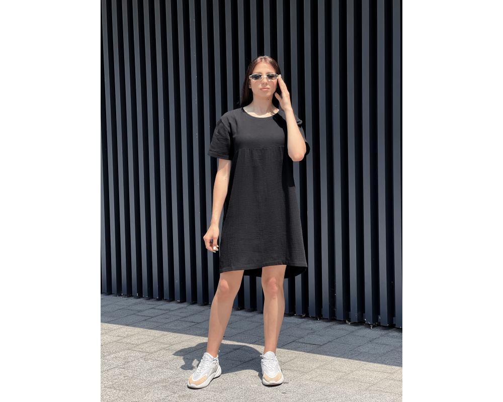 Платье из муслина свободного кроя черный