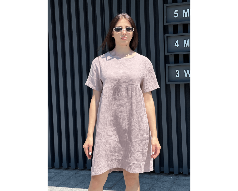 Платье из муслина свободного кроя мокко